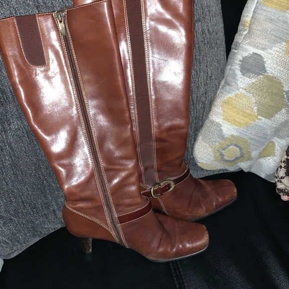Leather Brown Knee Boots - Picture 1 of 7